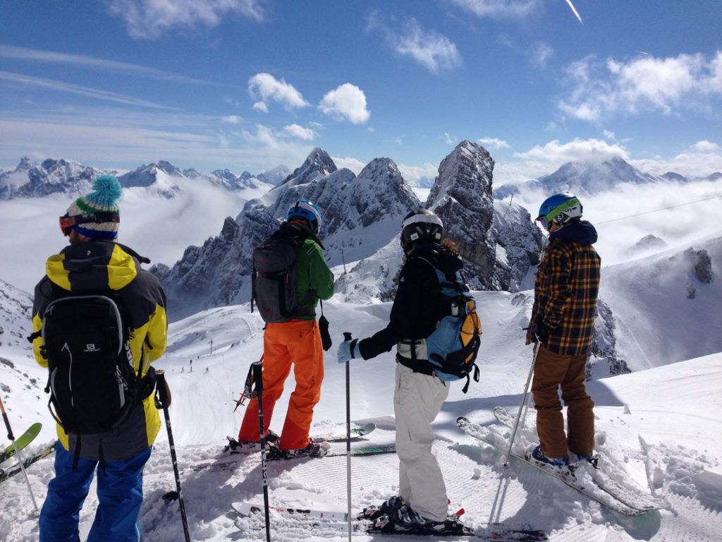 Skiers above St.Anton